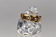 Vintage 14k Buckle Ring with Rose Cut Diamond Solitaire