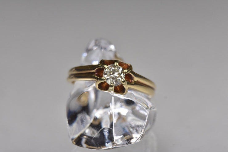 Vintage 14k Yellow Gold Solitaire Diamond Engagement Ring