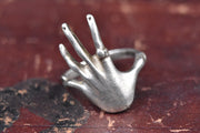 Sterling Silver Ring Shaped Like An Outstretched Hand