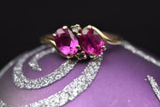 10k Yellow Gold Synthetic Pink Sapphire Toi et Moi Ring