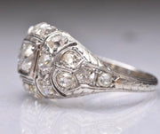 Antique 1920s 18k White Gold Bombe Style Engagement / Cocktail Ring