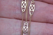 10k/417 Fancy Link Gold Station Chain Necklace of 15 inches