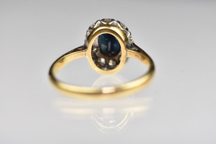 Vintage 18k Yellow & White Gold Sapphire Halo Ring