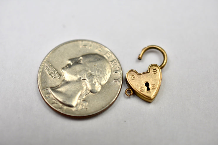 RESERVED - Vintage 9ct Lined Heart Padlock Charm