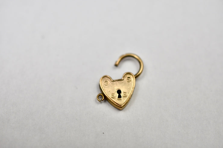 RESERVED - Vintage 9ct Lined Heart Padlock Charm